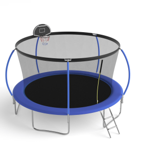 14 FT TRAMPOLINE PUMPKING STYLE WITH BASKETBALL HOOP