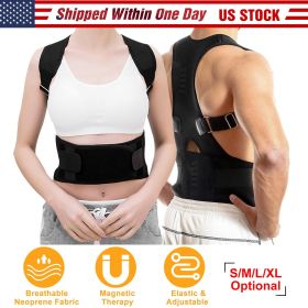 Unisex Posture Corrector Support Magnetic Lumbar Back Posture Support Belt Adjustable Upper Back Braces Clavicle Shoulder Brace Belt Pain Relief Thera (Option: S)
