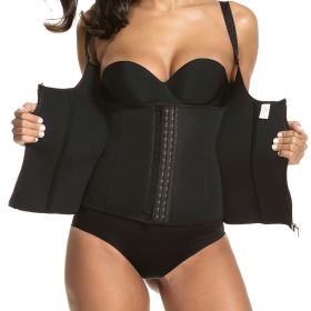 Zippered Waist Trainer Corset Waist Tummy Control Body Shaper Cincher Back Support with Adjustable Straps for Women (Option: M)