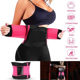 U-Shaped Slimming Waist Belt Body Abdominal Shapewear Sport Tummy Cincher Bands Office Ladies Postpartum Mothers (Option: M_RoseRed)