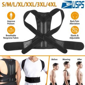 Unisex Back Posture Corrector Lumbar Upper Back Clavicle Shoulder Brace Belt (Option: 3XL)